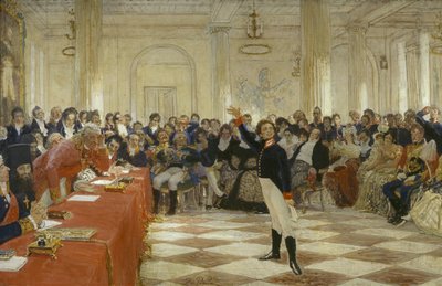 „„Aleksander Puszkin na egzaminie w Liceum Carskie Sioło 8 stycznia autorstwa Ilya Efimovich Repin