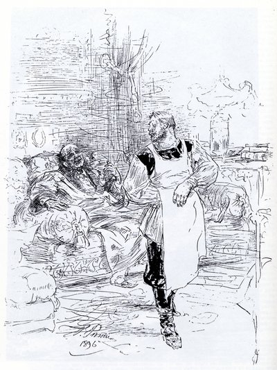 Ilustracja do powieści Lwa Tołstoja Śmierć Iwana Iljicza, 1896 autorstwa Ilya Efimovich Repin