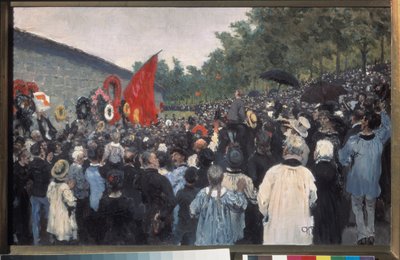 Coroczne spotkanie na cmentarzu Pere Lachaise w Paryżu. (Przed Sfederowanym Murem, przed którym w 1871 r. rozstrzelano bojowników Komuny, który odtąd stał się symbolem walki o wolność i ideały rewolucyjne). Namalowany autorstwa Ilya Efimovich Repin