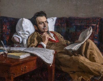 MIKHAIL GLINKA KOMPONUJĄCY OPERĘ „RUSSLAN I LUDMILA” autorstwa Ilya Efimovich Repin