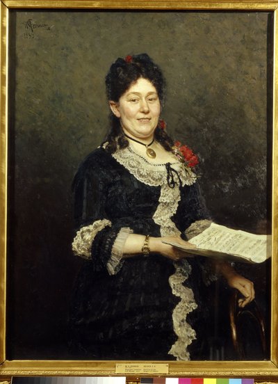 Portret śpiewaczki sopranowej Aleksandry Molas (1845-1929). (Portret śpiewaka operowego A. Molasa). Obraz Ilya Yefimovich Repin (Ilia Repin) (1844-1930), olej na płótnie autorstwa Ilya Efimovich Repin