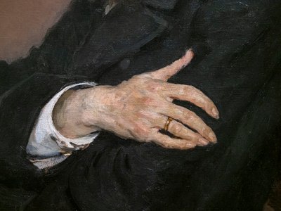 Portret Pawła Michajłowicza Tretiakowa (szczegół) autorstwa Ilya Efimovich Repin