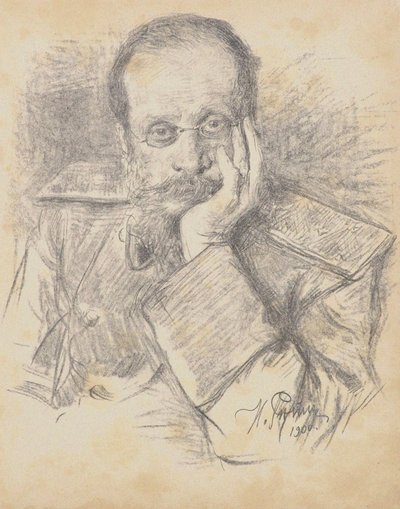 Portret kompozytora Césara Antonovicha Cui 1835-1918, 1900. autorstwa Ilya Efimovich Repin