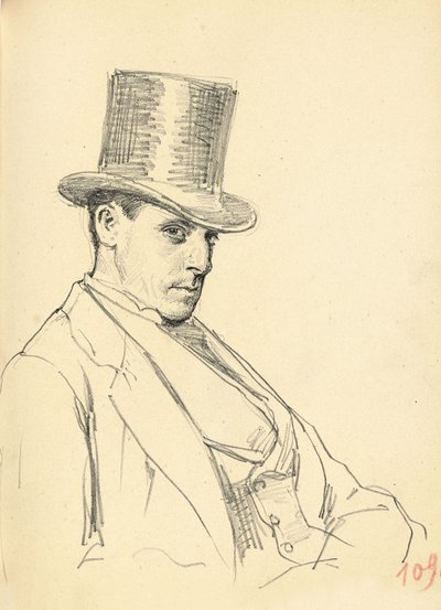 Siedzący mężczyzna w cylindrze, ok. 1930 r. 1872-1875 autorstwa Ilya Efimovich Repin