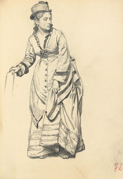 Stojąca kobieta trzymająca sukienkę, c. 1872-1875 autorstwa Ilya Efimovich Repin