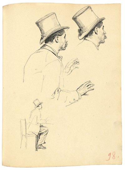 Studia do „Kawiarni paryskiej”: widok z boku głowy mężczyzny w kapeluszu, 1872-1875 autorstwa Ilya Efimovich Repin