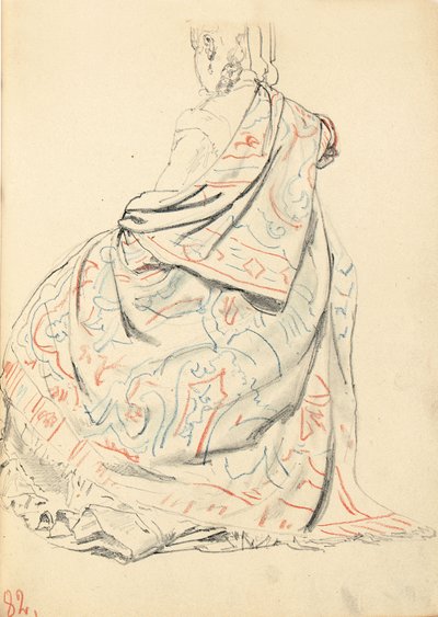 Studium dla „Paryskiej kawiarni”: sukienka siedzącej kobiety z tyłu, ok. 1872-1875 autorstwa Ilya Efimovich Repin
