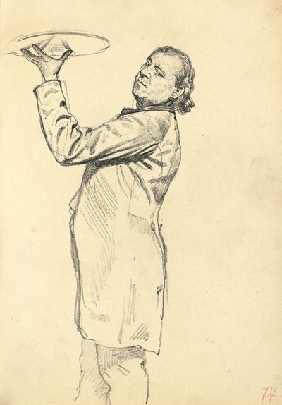Studium do "Paryskiej kawiarni": Kelner trzymający tacę, c. 1872-1875 autorstwa Ilya Efimovich Repin