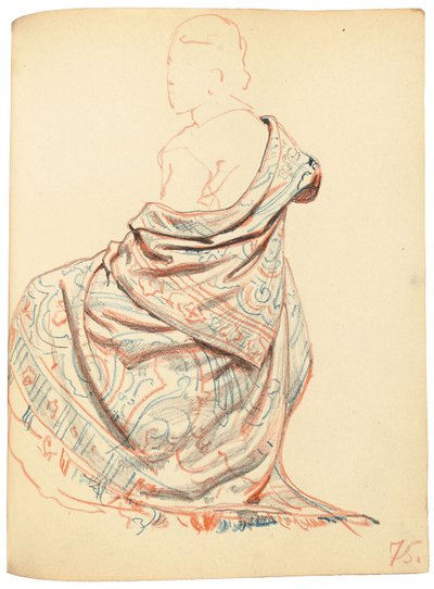 Studium do "Kawiarni Paryskiej": Studium sukienki dla siedzącej kobiety, 1872-1875 autorstwa Ilya Efimovich Repin