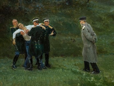 POJEDYNKA (szczegóły) autorstwa Ilya Efimovich Repin