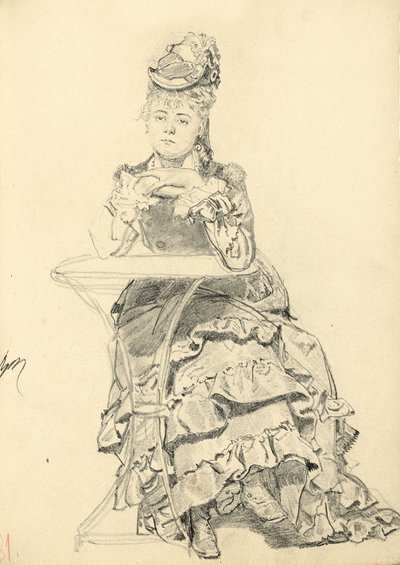 Kobieta siedząca przy stoliku w kawiarni, c. 1872-1875 autorstwa Ilya Efimovich Repin