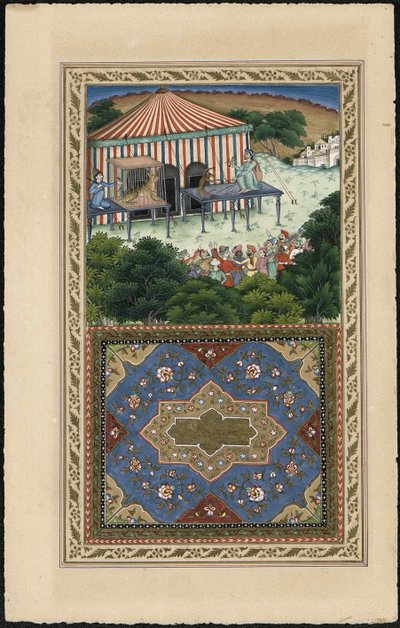 Le Singe et le Leopard Małpa i lampart, 1837-1839. autorstwa Imam Bakhsh Lahori