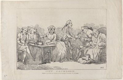 Zaloty miejskie, 1786., 1786. autorstwa Imitator of Thomas Rowlandson.