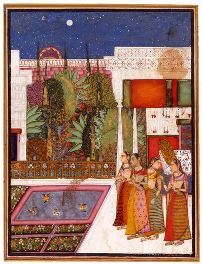Cztery kobiety w ogrodzie pałacowym, połowa XVIII wieku. autorstwa Indian Art