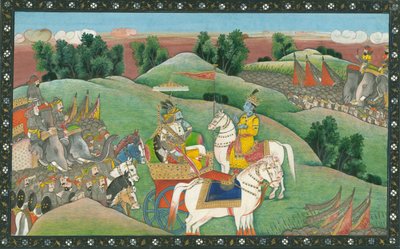 Dialog między Panem Kryszną a Ardżuną, ok. 1930 r. 1830 autorstwa Indian Art