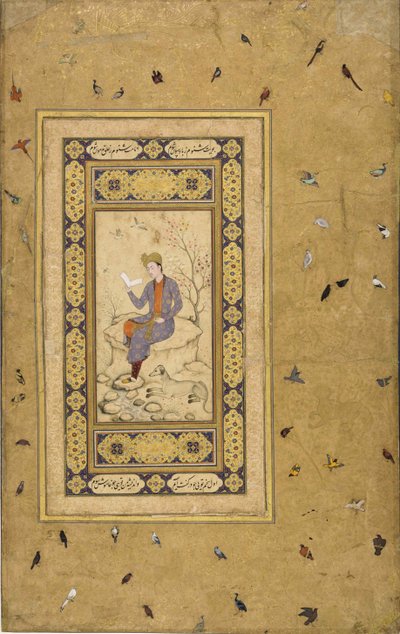Młody mężczyzna czytający w krajobrazie, ok. 1930 r. 1608-1610. autorstwa Indian Art.