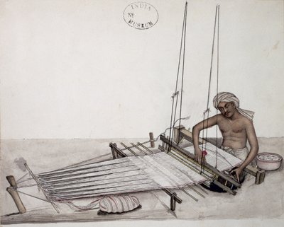 AS10 Vol.52 f5 4904 kat.201 i-iv Weaver na krośnie, Bombaj, ok.1873 (akwarela na papierze) autorstwa Indian School