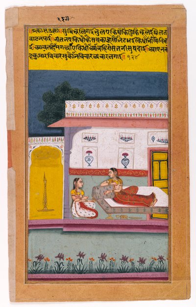 Nayika czeka na swojego kochanka, Bikaner, Radżastan, ok. 1700-25 autorstwa Indian School
