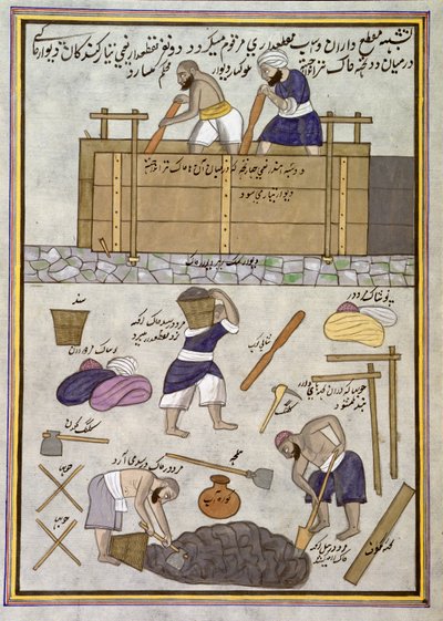 Add.Or.1717 Budowniczy murów błotnych (akwarela na papierze) autorstwa Indian School