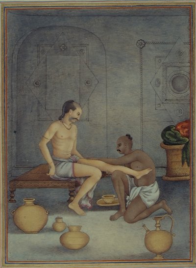 Dodaj 27255 fol.208v Człowiek ze sługą Ghulam, z „Tashrih al-aqvam” skompilowanej przez pułkownika Jamesa Skinnera (1778-1841) 1825 (gwasz na papierze) autorstwa Indian School