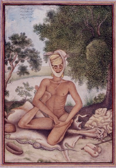 Dodaj 27255 fol.370v A Naked Ascetic, z „Tashrih al-aqvam” skompilowanej przez pułkownika Jamesa Skinnera (1778-1841) 1825 (gwasz na papierze) autorstwa Indian School