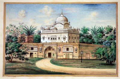 Świątynia Akali Amritsar, z Królestwa Pendżabu, jego władcy i wodzowie, tom II, tom 30 studiów akwarelowych autorstwa niezidentyfikowanego indyjskiego artysty, ok. 1840 (wc na papierze) autorstwa Indian School