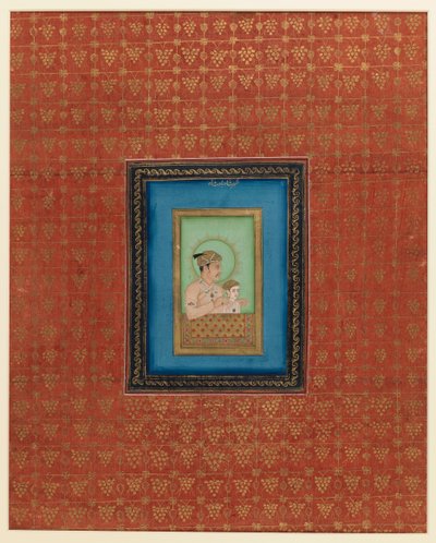 Akbar i jeden z jego synów lub wnuków, 1875-1900 (nieprzezroczysta toaleta i złoto na papierze) autorstwa Indian School