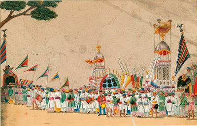 Sztuka indyjska: Procesja gwaszowa ok. 1800 Dim 15x23,7 cm Kolekcja prywatna autorstwa Indian School