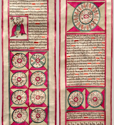 Wykres astrologiczny (pióro i atrament oraz toaleta na papierze) autorstwa Indian School