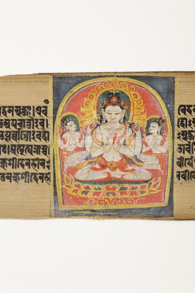 Bodhisattwa Sadakshi Awolokiteshwara and Attendants, CII-1 (OPQ w i inc na liściu palmowym) autorstwa Indian School