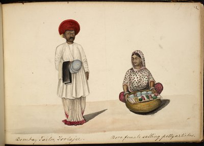 krawiec z Bombaju; Handlarka kobiet Bohori autorstwa Indian School
