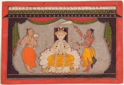 Awatar Buddy Wisznu, ok. 1700 (nieprzezroczysta toaleta, pancerze ze złota i żuka na papierze) autorstwa Indian School