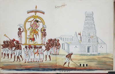 Ceremonia niesienia Saraswati (wc na papierze) autorstwa Indian School