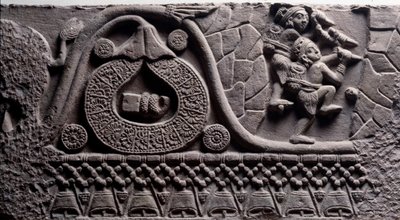 Budowa jaskini (relief na stupie Baruth) autorstwa Indian School