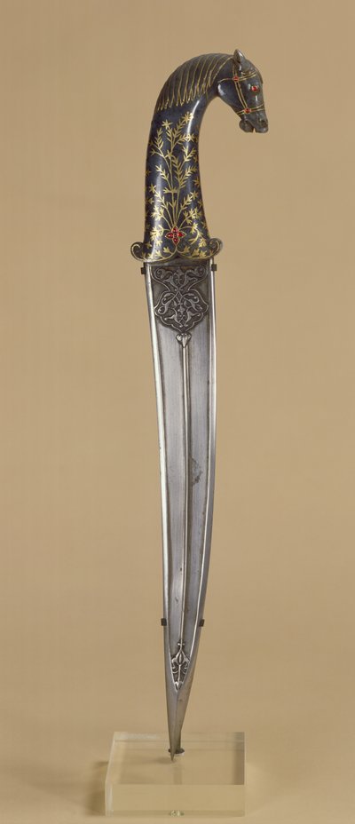 Sztylet z rękojeścią w kształcie głowy konia (metalowy) autorstwa Indian School