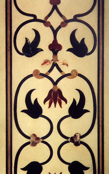 Fragment intarsji na ścianie zewnętrznej, ok. 1631-54 (pietra dura) autorstwa Indian School