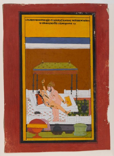 Obejmująca para, ok. 1725-1730 (nieprzezroczysta toaleta, złoto i srebro na papierze) autorstwa Indian School
