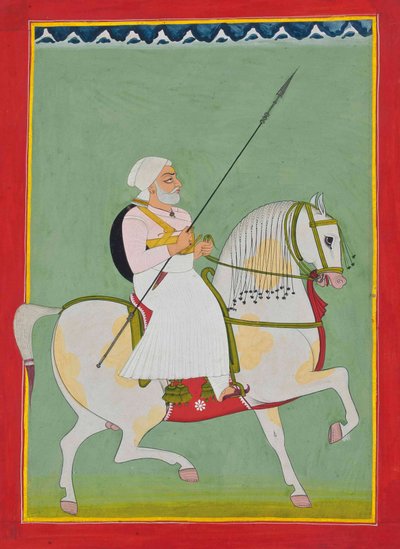 Portret jeździecki Durgadasa Rathore, ok. 1800 autorstwa Indian School