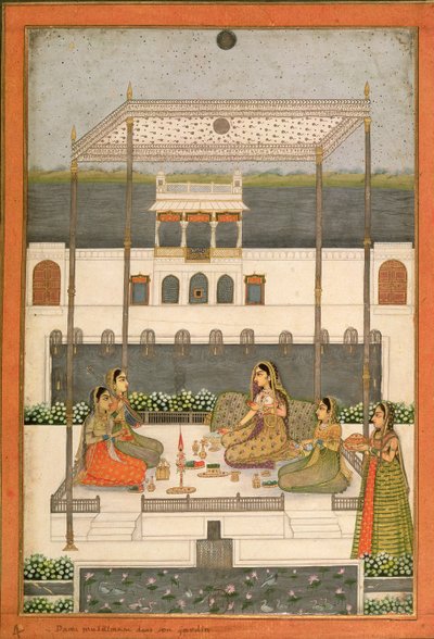 Wieczorne przyjęcie w ogrodzie Pałacu Mogołów, Lucknow lub Murshidabad, Bengal Zachodni, 1760 autorstwa Indian School