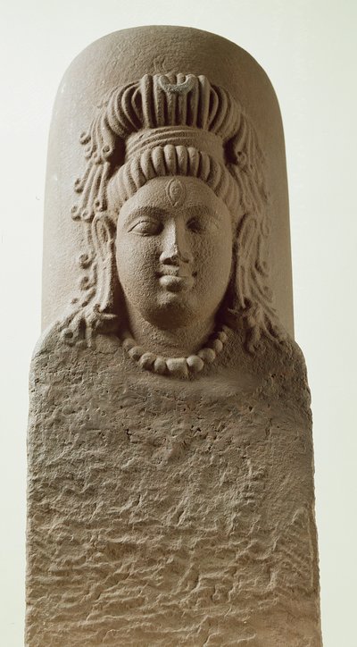 Figura Ekmukha Shiva-Linga ze świątyni w Khoh (piaskowiec) autorstwa Indian School