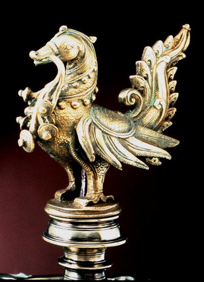Zwieńczenie do wolnostojącej rytualnej lampy naftowej (mosiądz) autorstwa Indian School
