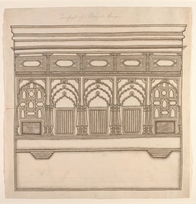 Front domu bengalskiego, ok. 1820 (nieprzezroczysta toaleta na papierze) autorstwa Indian School