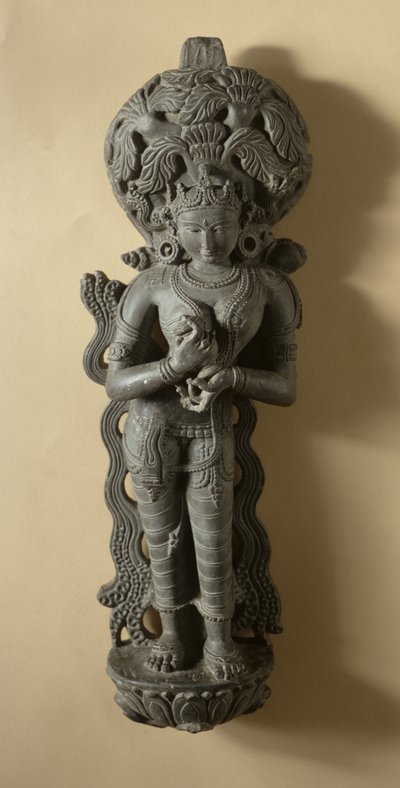 Ganga , bogini, która uosabia świętą rzekę Ganges, Mahanad, Bengal autorstwa Indian School