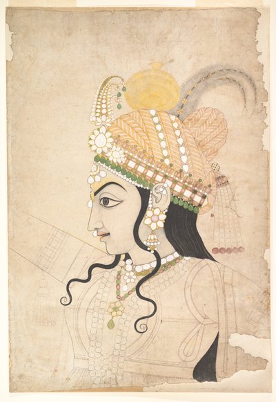 Głowa Kryszny: rysunek do muralu Raslila, ok. 1800 (tusz i akwarela na papierze) autorstwa Indian School