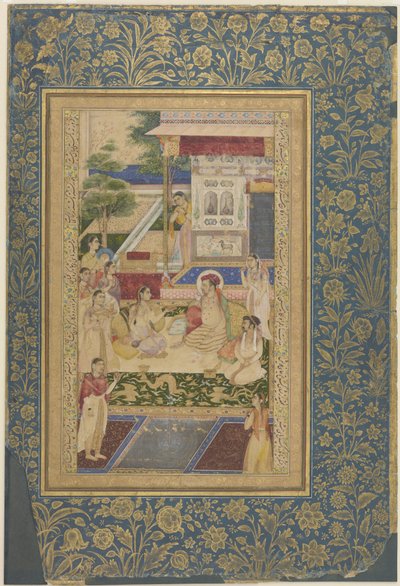 Jahangir i książę Khurram zabawiani przez Nur Jahana, ok. 1640-50 autorstwa Indian School