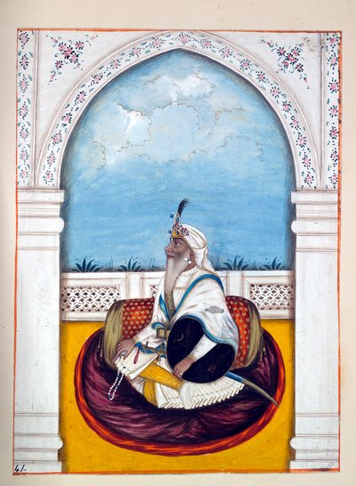 Jemadar Khushyal Singh, z Królestwo Pendżabu, jego władcy i wodzowie, tom II, tom 30 studiów akwarelowych niezidentyfikowanego indyjskiego artysty, ok. 1840 (wc na papierze) autorstwa Indian School