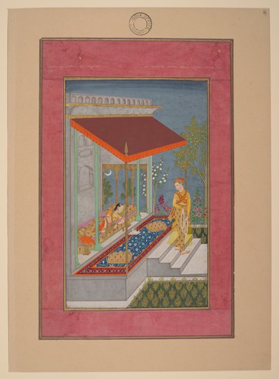 Lalita Ragini, Indie, Hyderabad, ok. 1760; Johnson Album 37, nr 8 (tusz, kolory i złoto na papierze) autorstwa Indian School