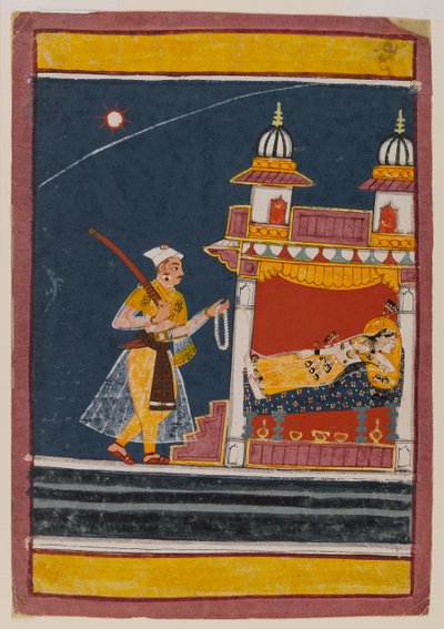 Lalita Ragini, ok.1650 (wc i złoto na papierze) autorstwa Indian School