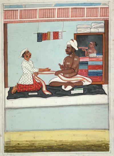 MS Add.Or.2531 Cloth Merchant, c.1800 (akwarela na papierze) autorstwa Indian School