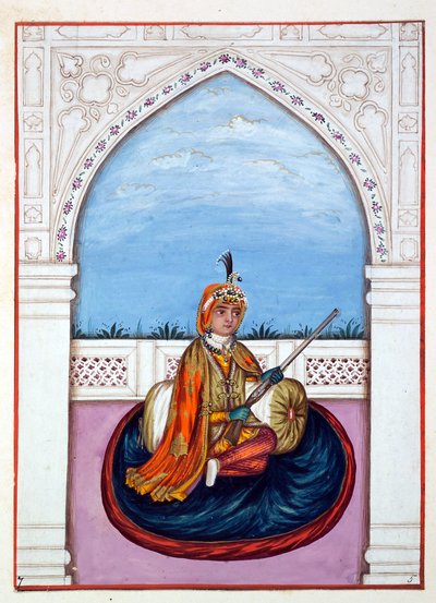 Maharaja Duleep Singh, z Królestwo Pendżabu, jego władcy i wodzowie, tom I, tom 27 studiów akwarelowych niezidentyfikowanego indyjskiego artysty, ok. 1840 (wc na papierze) autorstwa Indian School